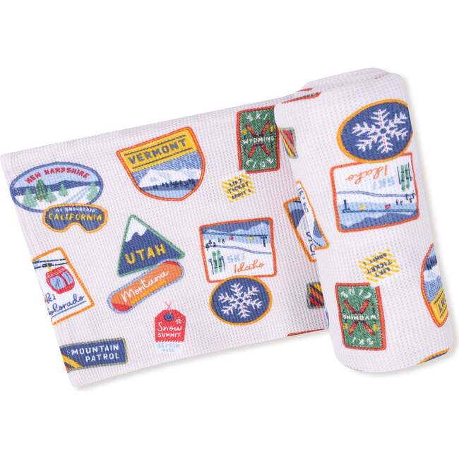 Swaddle Blanket Vintage State Snow Sport Patches