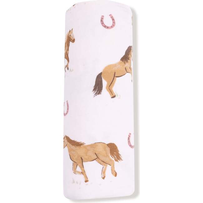 Swaddle Blanket Horses, Pink - Swaddles - 2