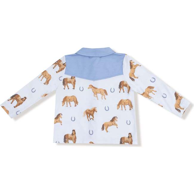 Cowboy Button Down and Pant Horses, Blue - Mixed Apparel Set - 2