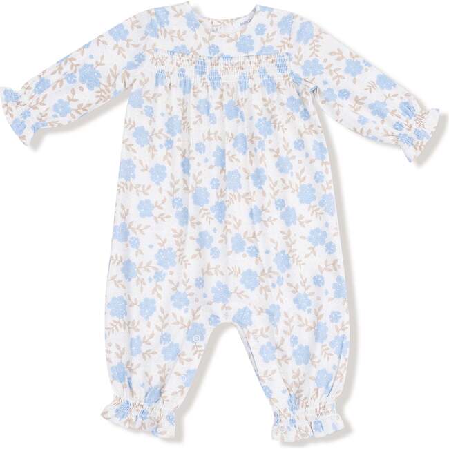 Smocked Romper Baby Blue Floral
