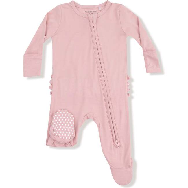 2 Way Zipper Ruffle Back Footie Basics, Mellow Rose