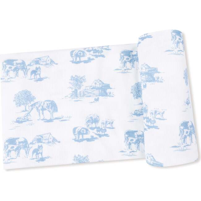 Swaddle Blanket Farm Toile, Blue