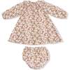 Long Sleeve Ruffle Smocked Neck Dress + Diaper Cover Prairie Calico - Dresses - 1 - thumbnail