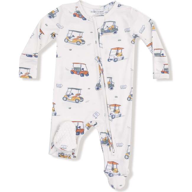 2 Way Zipper Footie, White Golf Carts
