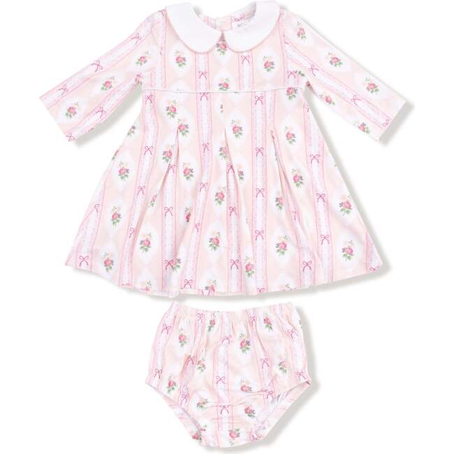 Box Pleat Dress & Diaper Cover, Ogee Lace Floral Ogee Lace Floral