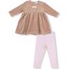 Long Sleeve Dress + Legging Velour Teddy Bear - Mixed Apparel Set - 1 - thumbnail