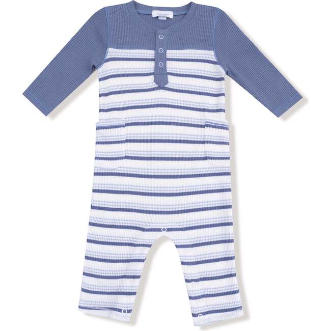 Romper with Contrast Sleeves Vintage Stripe, Blue