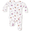 2 Way Zipper Ruffle Back Footie, Cream Football - Footie Pajamas - 1 - thumbnail
