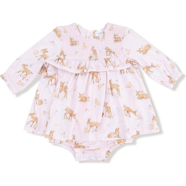 Long Sleeve Smocked Ruffle Bubble with Skirt Little Fawn