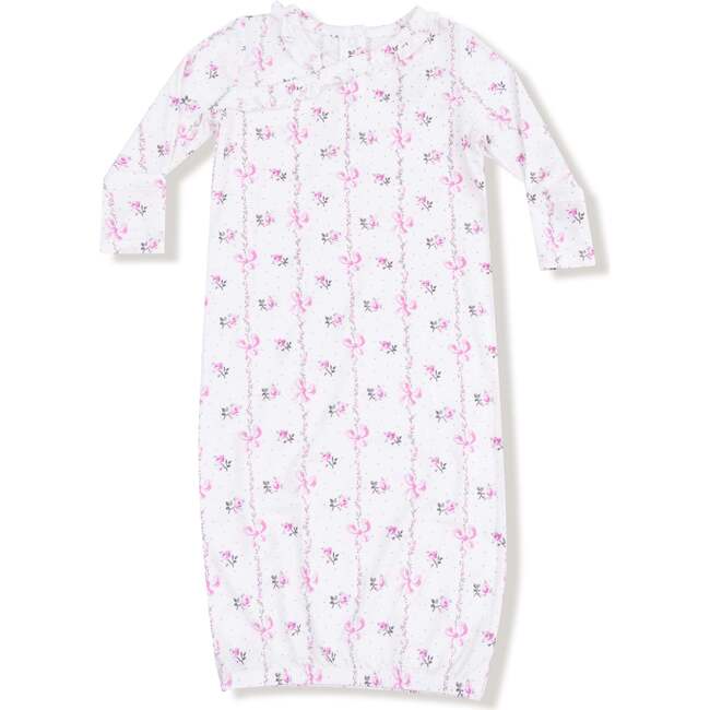 Kimono Gown Dainty Buds and Bows Stripe