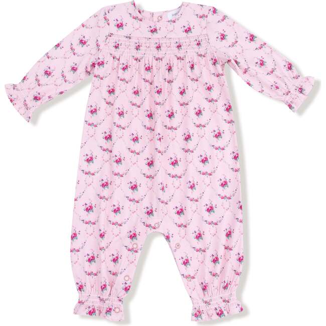 Smocked Romper Rose Garland Trellis