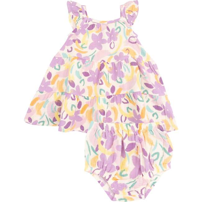 Twirly Sundress & Diaper Cover, Painty Daisy - Dresses - 1