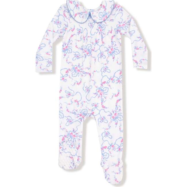 Smocked Peter Pan Snap Footie Ribbon Floral Fling