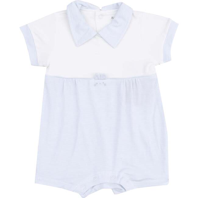 Tiny Bunny Romper, Stripe Classic Blue - Rompers - 1