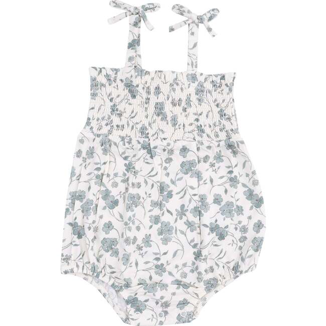 Tie Strap Smocked Bubble, Baby's Breathe Floral - Rompers - 1