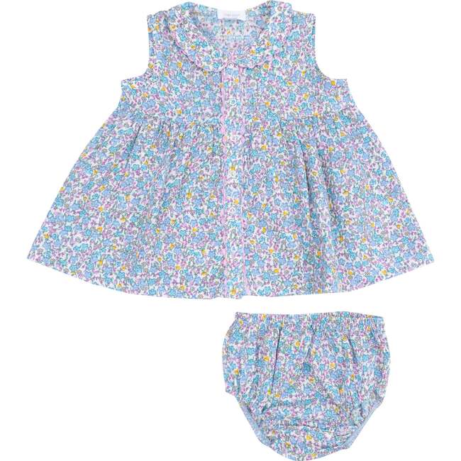 The Jill Peter Pan Button Front Dress with Ric Rac Trim and Diaper Cover, Flowers and Berries - Dresses - 1