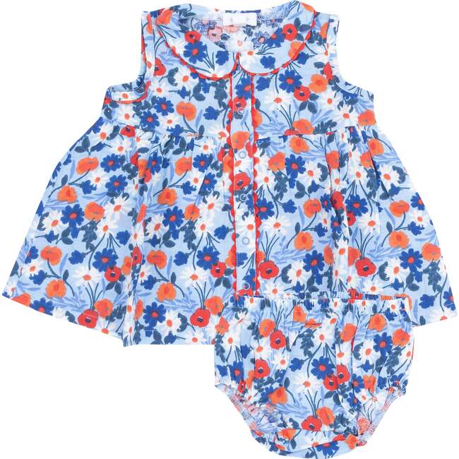 The Jill-Peter Pan Collar with Ric Rac Trim and Diaper Cover, Poppy Days - Dresses - 1