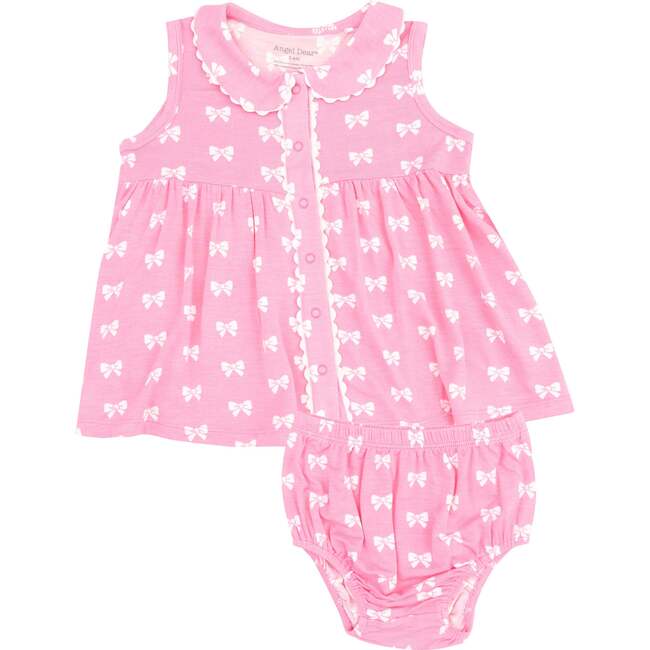 The Jill Peter Pan Button Front Dress with Ric Rac Trim and Diaper Cover Bows - Dresses - 1