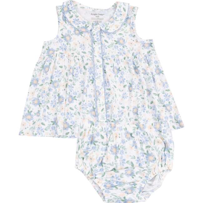 The Jill Peter Pan Button Front Dress with Ric Rac Trim and Diaper Cover, Baby Veronical Floral - Dresses - 1