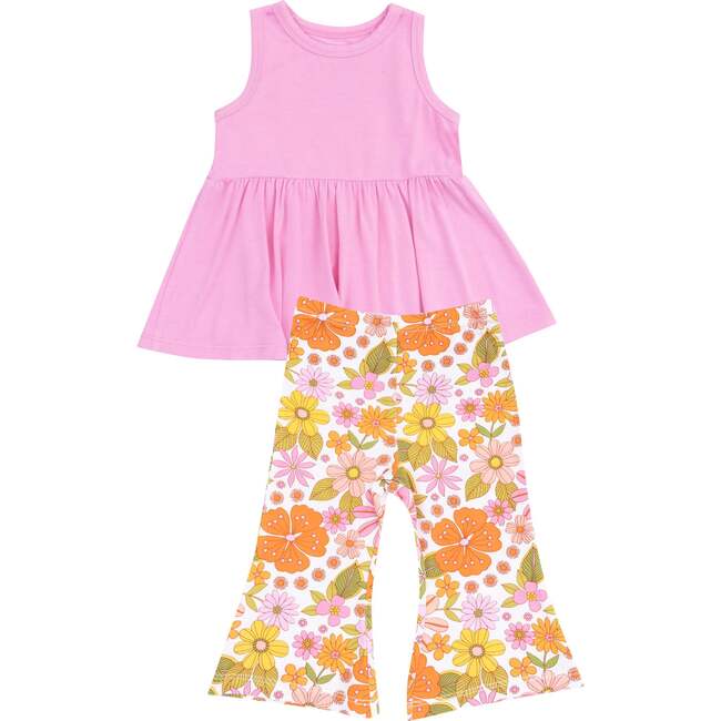 Tank Peplum Top + Baby Bells, Boho Beachy Floral - Mixed Apparel Set - 1