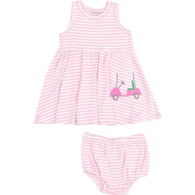 Tank Dress and Bloomer with Applique, Golf Pink Mini Gingham - Dresses - 1