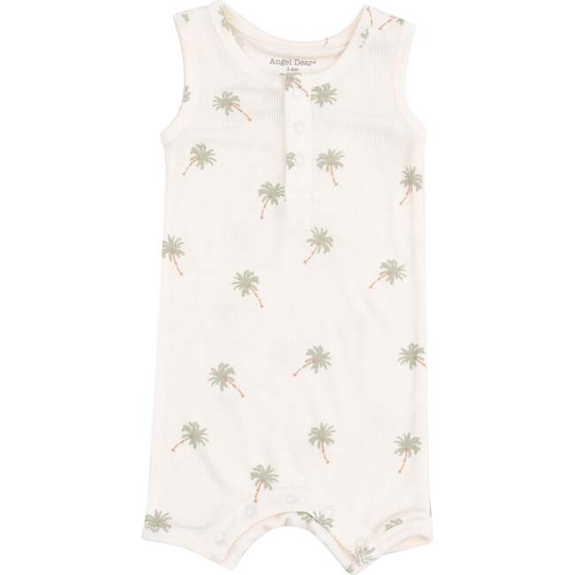 Sleeveless Shortie Romper, Palm Trees - Rompers - 1