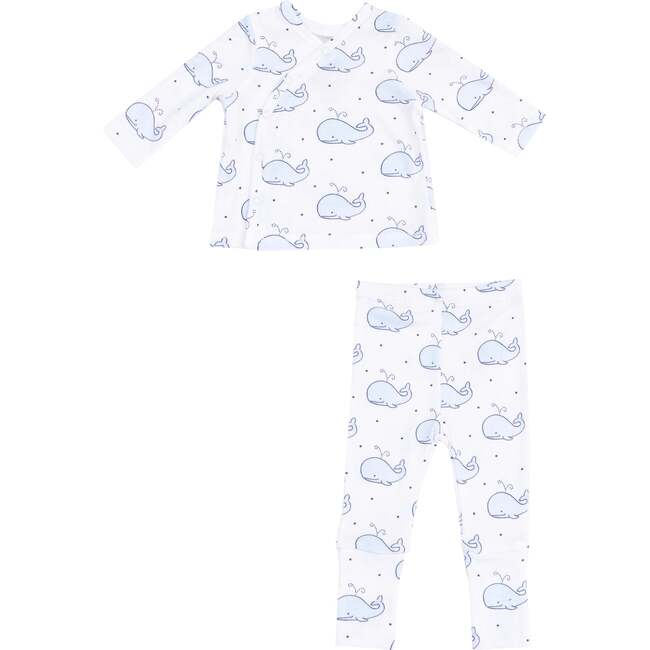 Take Me Home Set with Roll Over Cuff Pant, Bubbly Whale Blue - Mixed Apparel Set - 1