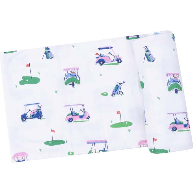 Swaddle Blanket, Vintage Golf Carts Pink - Swaddles - 1