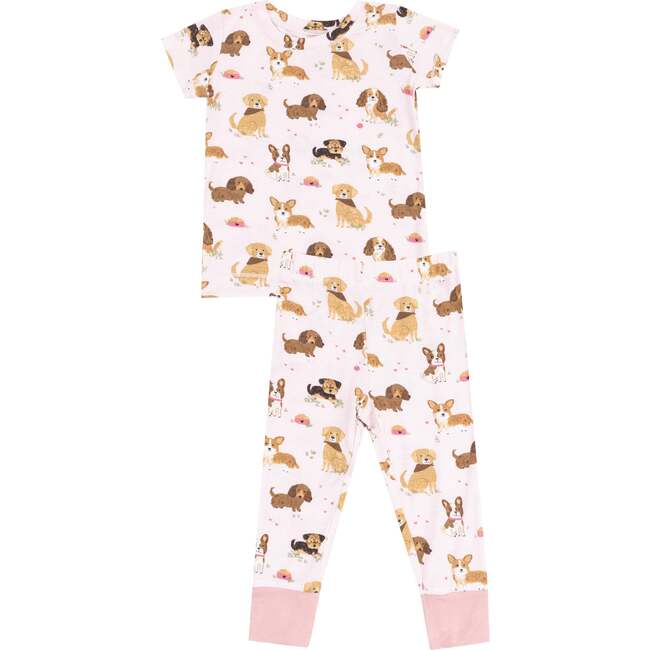 Short Sleeve Loungewear Set , Best Friend Dogs Pink - Mixed Apparel Set - 1