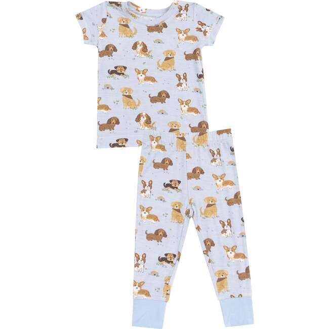 Short Sleeve Loungewear Set, Best Friend Dogs Blue - Mixed Apparel Set - 1