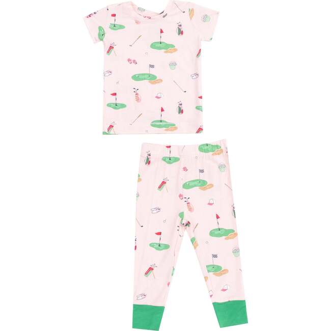 Short Sleeve Loungewear Set - Golf Things, Pink - Mixed Apparel Set - 1