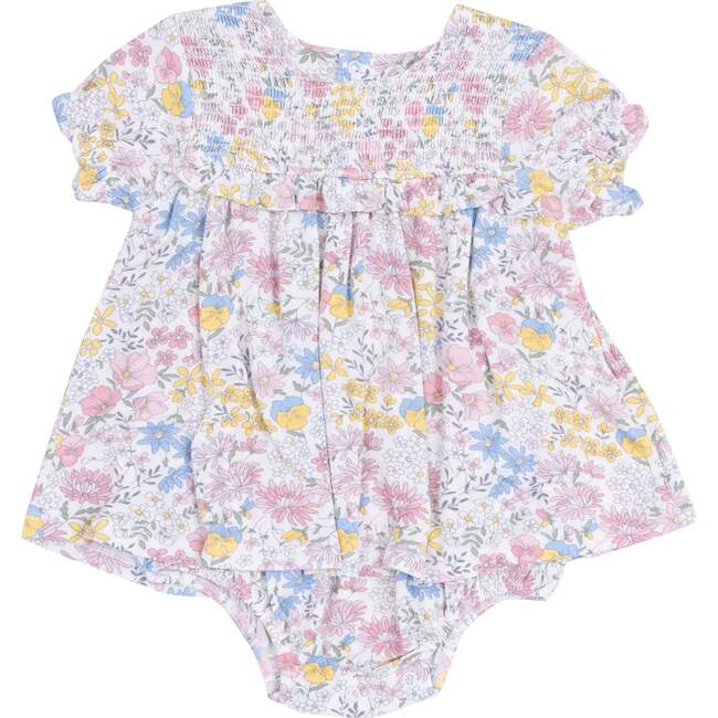 Smocked Ruffle Bubble with Skirt, Viola Floral - Dresses - 1