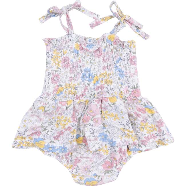 Smocked Bubble with Skirt, Viola Floral - Dresses - 1