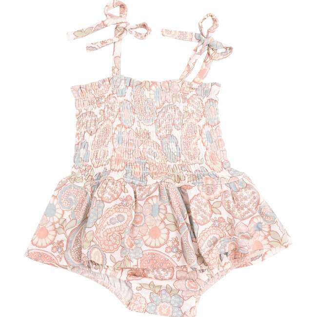 Smocked Bubble with Skirt, Folk Paisley - Dresses - 1