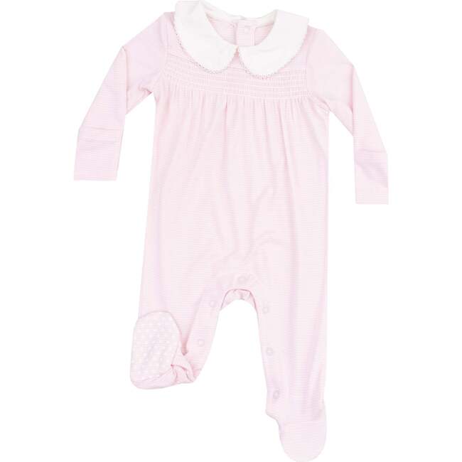 Smocked Peter Pan Footie, Stripe Classic Pink - Footie Pajamas - 1