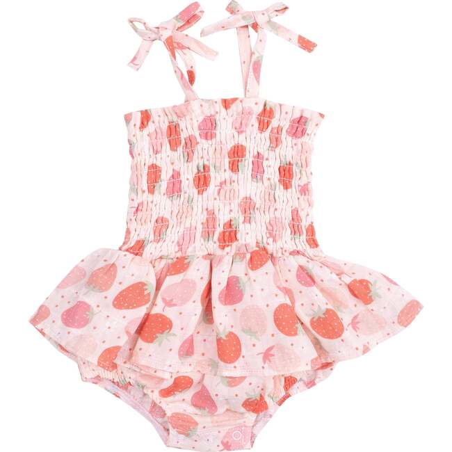 Smocked Bubble with Skirt, Strawberry Bliss - Dresses - 1