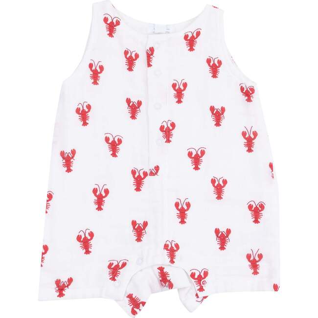 Sleevless Shortie Romper, Lobster Muslin - Rompers - 1