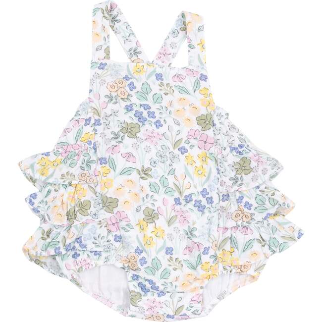 Ruffle Sunsuit, Samantha Floral - Rompers - 1