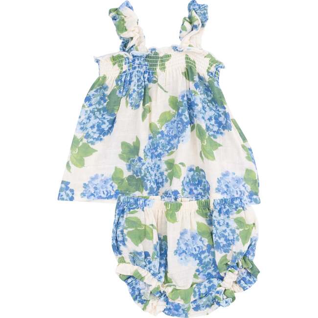 Ruffly Strap Top and Bloomer Set, Watercolor Hydrangeas - Mixed Apparel Set - 1