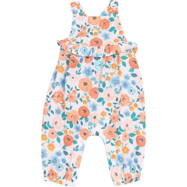 Ruffle Waist Romper, Flower Cart - Rompers - 1