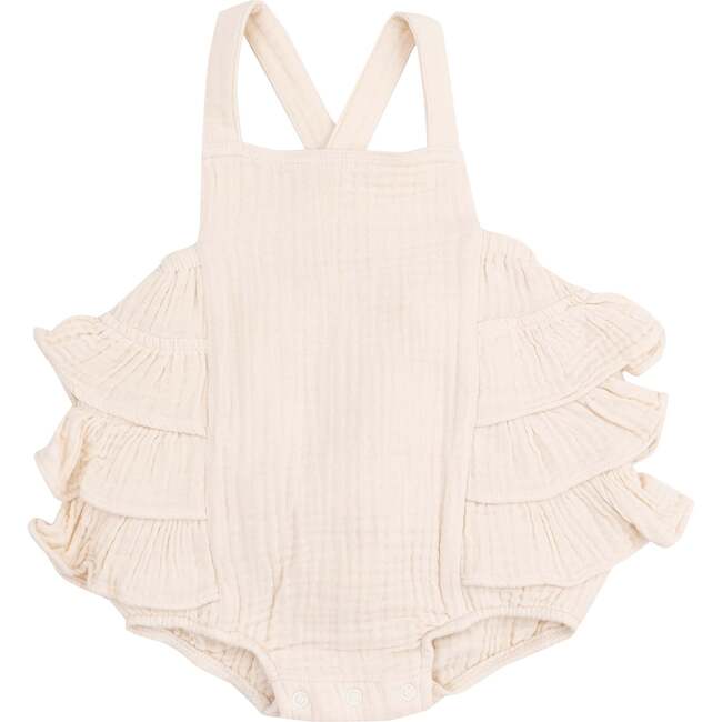 Ruffle Sunsuit, Muslin White Swan - Rompers - 1