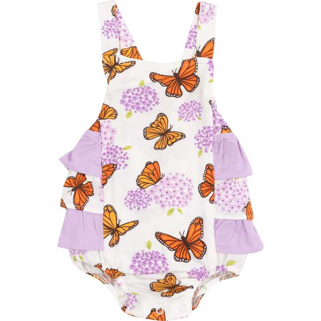 Ruffle Sunsuit, Monarch Butterflies and Milkweed - Rompers - 1