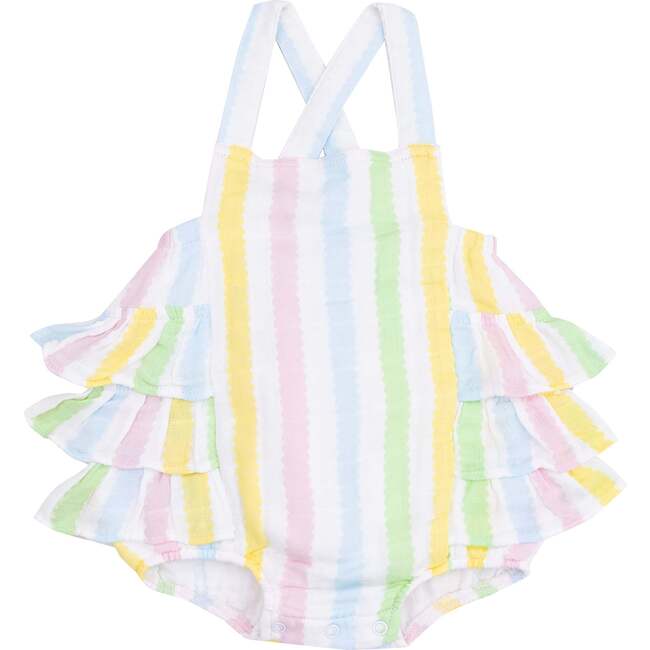 Ruffle Sunsuit, Ric Rac Stripe - Rompers - 1