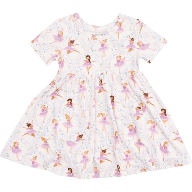 Short Sleeve Twirly Dress, Bow Ballerinas - Dresses - 1