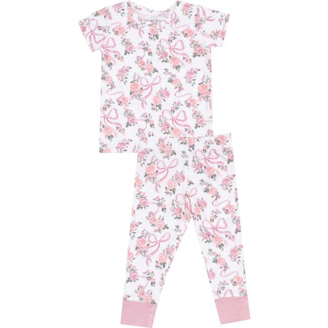 Short Sleeve Loungewear Set, Ribbons and Flowers - Mixed Apparel Set - 1