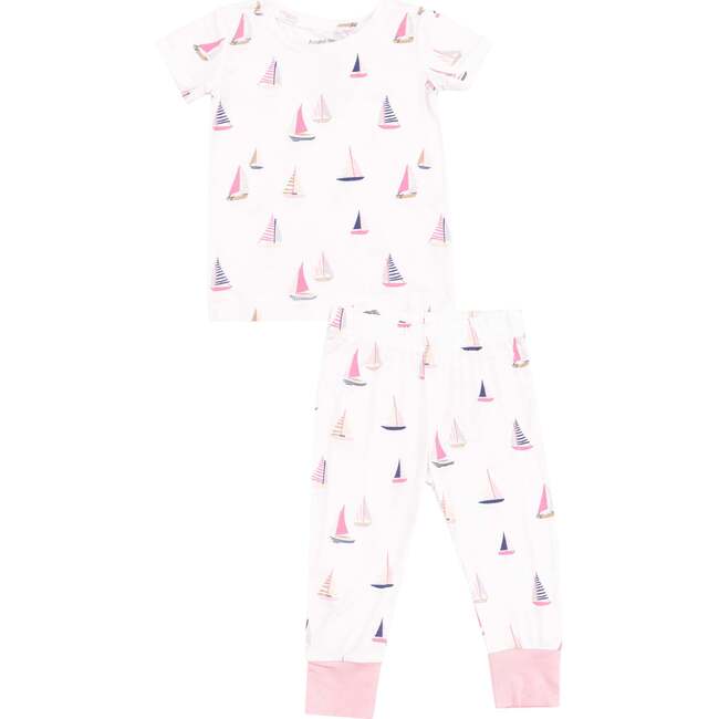 Short Sleeve Loungewear Set, Sailboats Pink - Mixed Apparel Set - 1