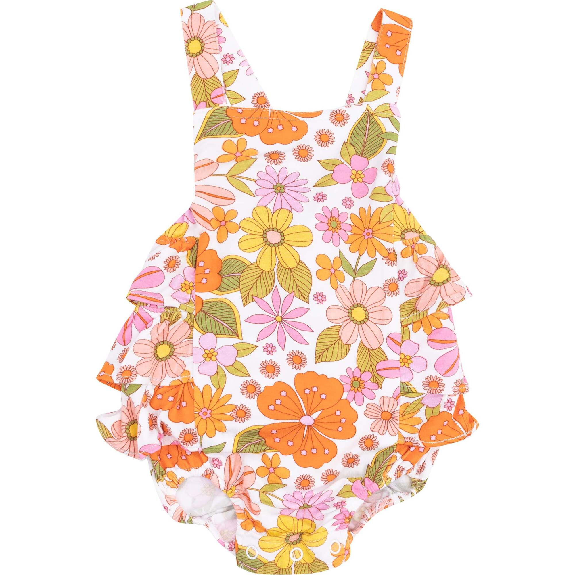 Ruffle Sunsuit, Boho Beachy Floral - Rompers - 1