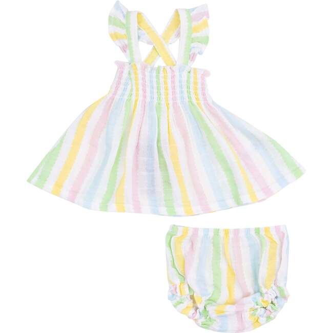 Ruffle Strap Smocked Top and Diaper Cover, Ric Rac Stripe