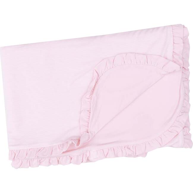Ruffle Receiving Blanket, Stripe Classic Pink - Blankets - 1
