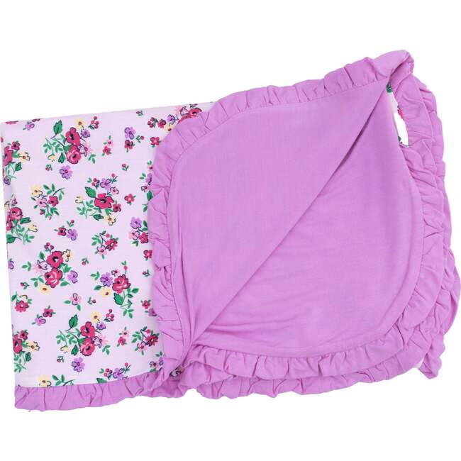 Ruffle Receiving Blanket, Preppy Roses - Blankets - 1